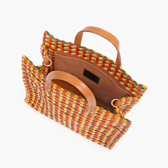 Clare V. Petit Simple Tote in Marigold, Cherry Red, Evergreen, and Cream Rattan - Picture 2 of 4